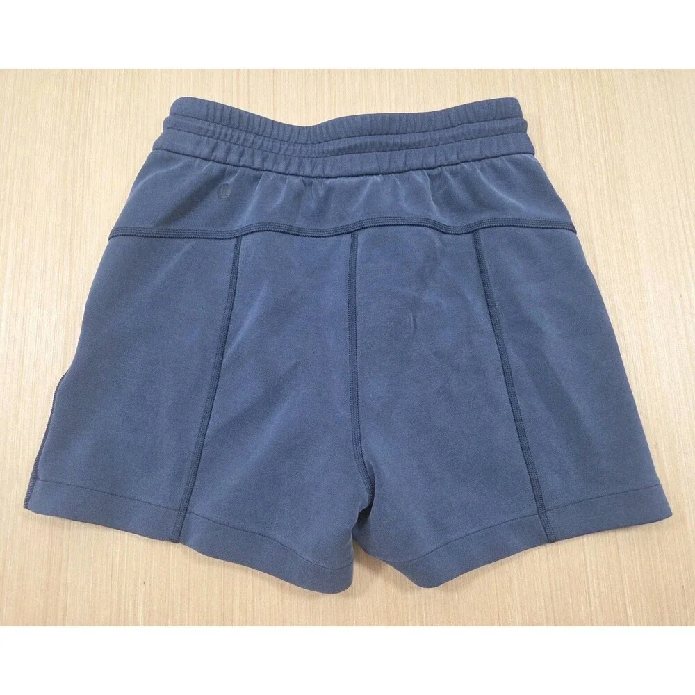 Lululemon Women's 2 Softstreme High-Rise 4” Blue Shorts Soft Stretch Drawstring